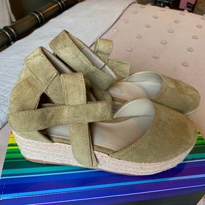 NEW - Wedge espadrilles- maryjane - ankle buckle shoes - faux suede